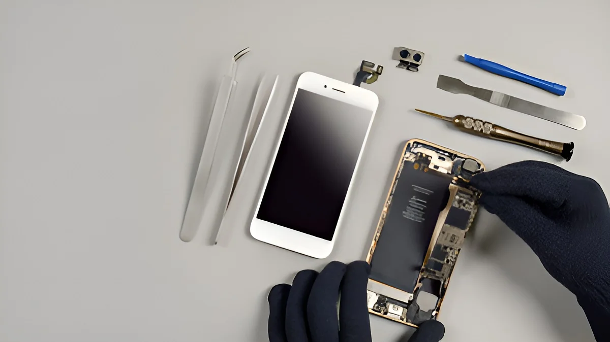 Técnico reparando un celular